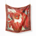 Dunhuang silk scarf with nine-colored deer pattern in dark red 53cm square silk shawl - 53x53 / Dunhuang Nine Deer-Red