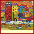 Sciarpa di seta 53cm Van Gogh Casa Rossa con elegante bordo rosso a contrasto - 53cm Quadrato / Casa Rossa di Van Gogh