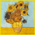 53cm Van Gogh Sunflowers oil painting silk scarf with vibrant yellow floral print - 53cm x 53cm / Van Gogh Sunflower Print