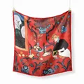 Artistic red silk scarf featuring Matisse Harmony in Red oil painting for women - 53x53 / Harmony in Red