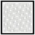 90cm Seidenschal mit schwarz-weißem geometrischem Streifenmuster und 3D-Effekt-Design - Weiß