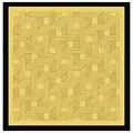 Quadratisches Seidentuch mit goldenem geometrischem 3D-Geflecht und schwarzen Linienmustern - Ingwergelb