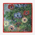 Sciarpa di seta stile Monet con pittura a olio di anemoni e bordo rosso vivace - 53cm / Monet · Anemone