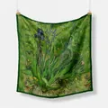 Green Van Gogh Iris oil painting print silk scarf with fine hand-rolled edges - Green (Van Gogh Irises)