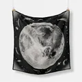 Seiden-Quadrat-Schal mit schwarzweißem Mondschein-Einhorn-Druck und Sternenmotiven - Schwarz Weiß Mond Einhorn