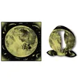 Artistic moon and Pegasus printed silk scarf in elegant black and gold tones - Black and Yellow