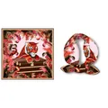 Pink silk square scarf featuring a realistic tiger on a vintage trunk with tropical leaves - Pink