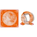 Artistic orange silk square scarf featuring moonlight print and starry sky pattern - Orange