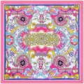 Seidenschal mit bunten Blumendrucken und rosa Rand für modische Sommer-Accessoires - 90cmx90cm / Rosa