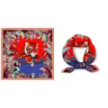 Tiger and vintage trunk print red silk square scarf for women in 53cm spring style - Red