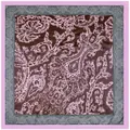 Vintage vierkante sjaal van 90 cm voor dames met bruine en roze paisley-patronen in zijde-look - 90cm*90cm / Roze Rand