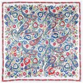 90cm vintage paisley silk square scarf with colorful bohemian floral patterns on white - White