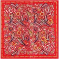90cm Red bohemian paisley square scarf with vintage patterns and silk-like finish - Red