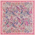 Pink bohemian paisley square scarf with vintage floral patterns for sun protection - Pink