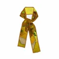 French Van Gogh sunflower oil painting silk twilly scarf for women with artistic yellow prints - Long Style / Sunflower