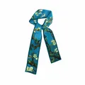 Van Gogh Almond Blossom oil painting style blue silk twilly scarf for women - Almond Blossom
