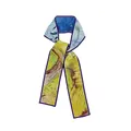 Sciarpa di seta stile Van Gogh con stampa impressionista gialla e blu per capelli o borsa - Campo di Grano con Corvi