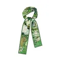 Elegant Van Gogh white rose oil painting style green silk skinny scarf for women - White Rose Pendant