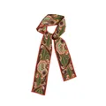 120cm vintage Dunhuang cloud silk scarf with floral pattern and red hem on white background - 120cm / Retro Floral Pattern(Y1219)