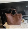 Braune Shopper-Tasche aus Wildlederimitat mit TOTE BAG-Aufdruck für den täglichen Gebrauch - Einheitsgröße / Kaffeebraun