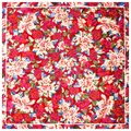 Rotes 60cm Seiden-Halstuch mit klassischem rosa Rosenmuster und grünen Blättern für Damen - Rot
