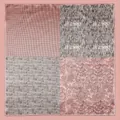 Foulard quadrato in seta 60cm da donna con motivi paisley rosa e pied-de-poule patchwork - Foulard da collo / Rosa Antico