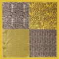 Foulard di seta retrò 60cm con motivo paisley e pied-de-poule giallo e marrone - Foulard da collo / Giallo