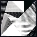 60cm black and white geometric silk scarf with stripes and polka dot patchwork patterns - 60cmx60cm / Black