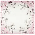 60cm Square silk scarf with elegant pink gradient and ink magnolia flower pattern - 60CM / Dusky Pink