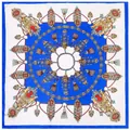 Classic 90cm square silk scarf with royal blue and gold chain palace style tassel design - Large / Sapphire Blue