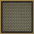 Foulard quadrato vintage nero e oro da 53 cm con motivo floreale e greca classica - 53x53 / Cachi