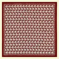 Foulard quadrato in seta rosso scuro con motivi a margherita bianchi e bordo geometrico - 53x53 / Rosso