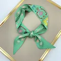 Daisy double layer mint green floral ribbon scarf tied on a luxury display board - Mint Green Printed Style (T391-2)
