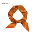 Detailed macro view of orange silk scarf with abstract patterns and T390-2 item number - T390-2 / 100cm