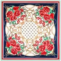 Elegante zijden vierkante sjaal met kettingbloemenprints en nautische sterpatronen - Standaard / Cream White Center