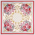 Elegante vierkante zijden sjaal met bloemenprints en gouden kettingmotieven - Standaard / Grijs