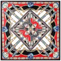 Pañuelo cuadrado de 130 cm con estampado náutico, brújula y ancla en rojo y negro clásico - Negro