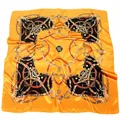 Grand foulard carré en soie de 90cm avec motifs de chaînes dorées et mors élégants - 90cm*90cm / Jaune