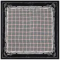 Klassisches 90cm Seidentuch mit schwarz-weißem Hahnentritt und Reitsport-Motiven - Schwarz