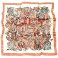 90cm vintage square silk scarf featuring classical mythology and baroque patterns - Off White
