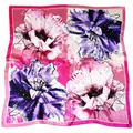 Grande foulard in seta con stampa floreale e bordi magenta per styling da donna - Rosa Rosso