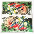 90cm Dunhuang Flying Apsaras silk scarf with colorful auspicious cloud patterns - Green