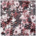 Sciarpa quadrata con stampa floreale, motivo a scacchi rosa e dettagli leopardati - Grigio