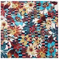 Foulard quadrato da donna con stampa floreale di girasole e motivo leopardato chic - Blu