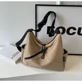 Khaki multi-pocket nylon crossbody bag with adjustable wide strap for sport and travel - One Size / Khaki