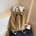 Sac à dos en nylon kaki résistant à l'eau avec fermeture à cordon et poignée supérieure - Taille unique / Vert