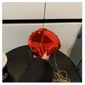 Spherical red mirror clutch bag with fine gold chain strap for evening events - Red