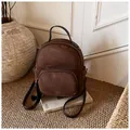 Mini brown faux suede leopard style backpack with dual zipper compartments and slim straps - One Size / Coffee