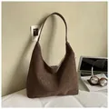 Vintage dark brown large hobo shoulder bag with white stitching and knot details - One Size / Brown