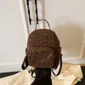 Mini-Rucksack für Damen mit dunkelbraunem Leopardenmuster und Wildleder-Textur - Einheitsgröße / Leopard Kaffee
